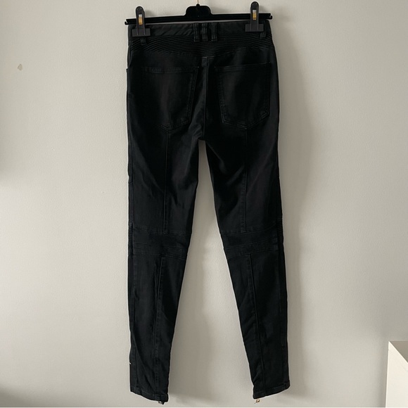 Balmain black skinny moto jeans size FR 36 US 4 6 gold buttons 6 pockets zippers - Picture 3 of 3